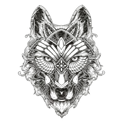 Tribal Wolf Black  Thumbnail
